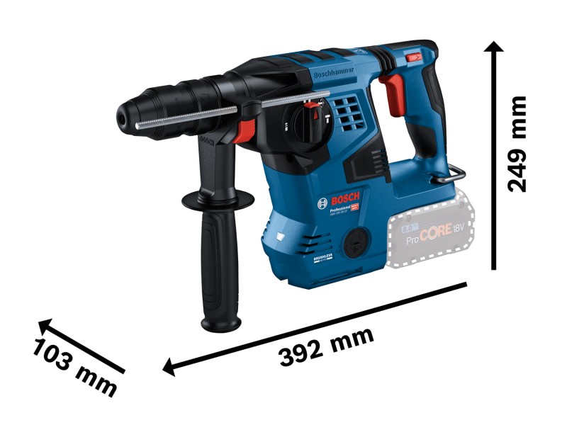Akumulatorsko vrtalno kladivo Bosch s sistemom SDS plus GBH 18V-28 CF v L-boxx, 18V, 3.3J, 3.4kg, 0611921001